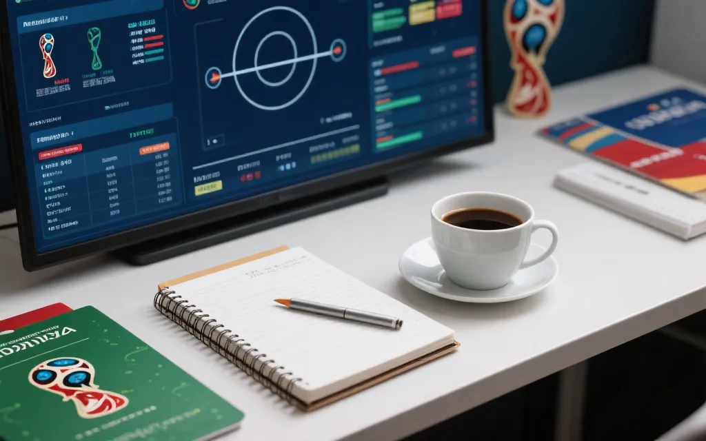 球赛数据面板与战术笔记的视觉隐喻，体现理性选择玩法与节奏管理